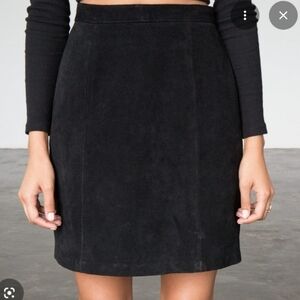 Vintage 90s PELLE Black Suede Skirt Genuine Leather Lined Size 16 NWT Women's